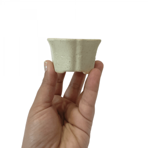 1.5 Inches Handmade Artistic Mini Bonsai Pot Off-White Shaded