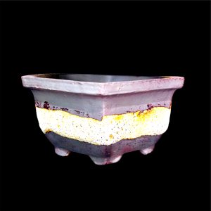 8 inches Hexagonal Bonsai Pot in Brown and Stone Textured