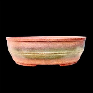 14.5 Inches Big Size Bonsai Pot in Oval Shape Brown & Green Shaded