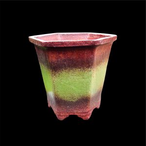 12 Inches Hexagon Shaped Cascade Bonsai Pot in Brown-Green Shade