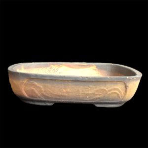 Rustica™ 14-Inch Hand-Carved Rectangular Brown Bonsai Tray – Ceramic Pot for Landscapes, Penjing & Bonsai