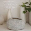 Moon crater textured 7 inch round bonsai pot made from premium ceramic with drainage holes. Perfect for stylish and healthy bonsai display.
